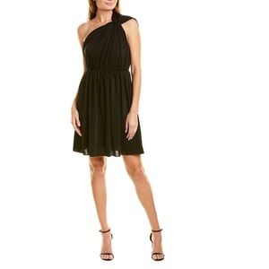 HALSTON RORY METALLIC BLACK KNIT DRESS 14